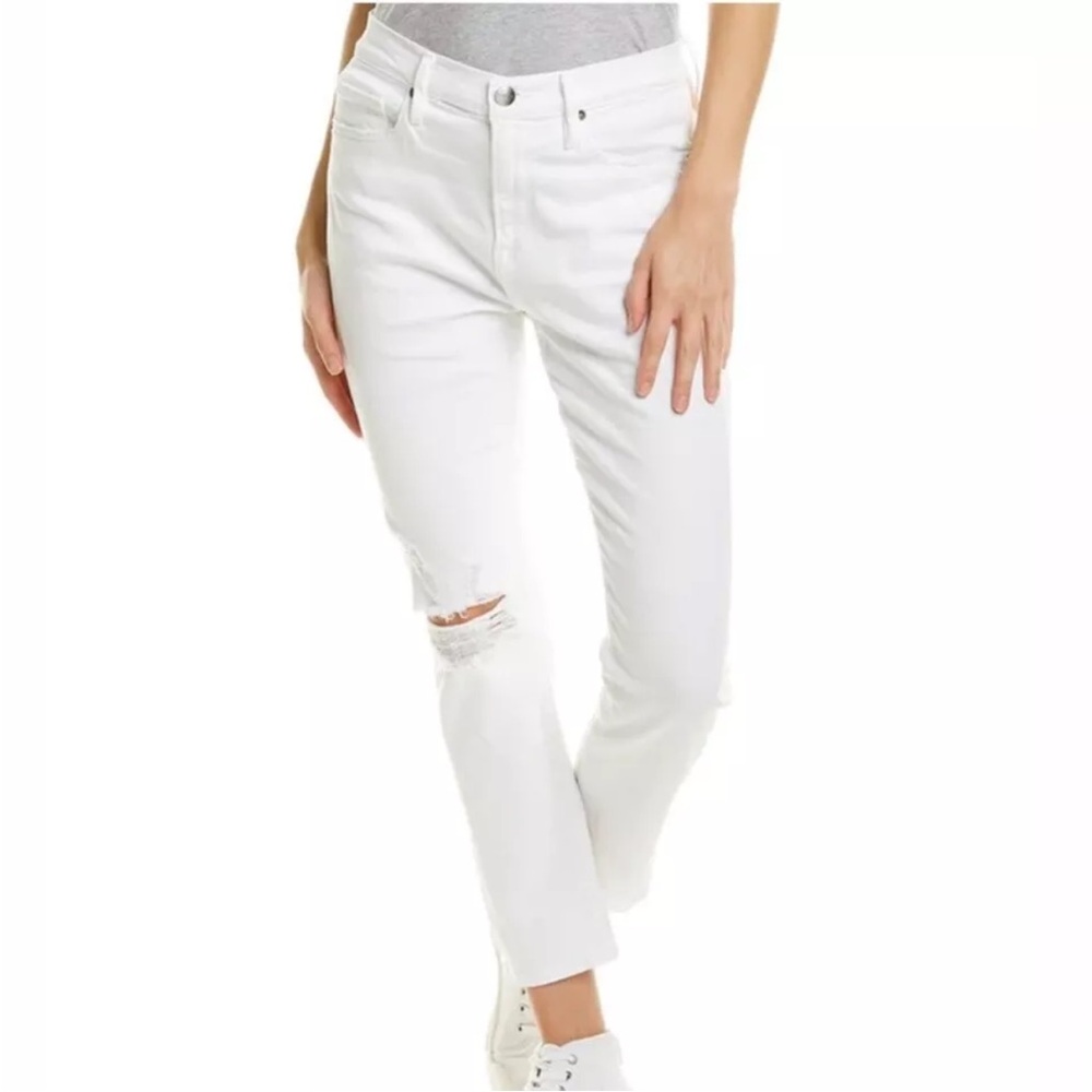 FRAME Le Pixie Beau cropped distressed jeans. True white. Very comfy, size 32.